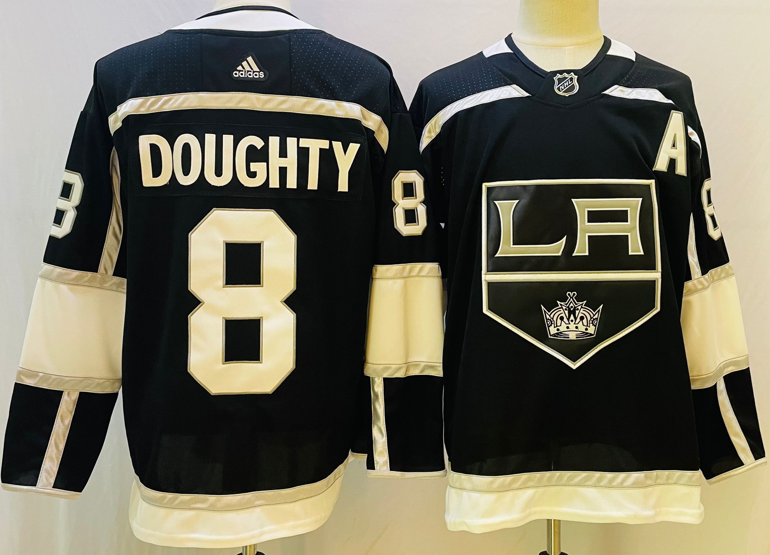 Men Los Angeles Kings #8 Doughty Black Throwback 2022 Adidas NHL Jersey
